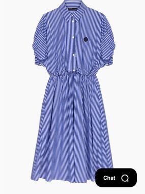 Maje Blue and White Striped Shirt Dress